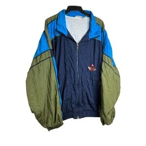 Vintage 80s Le Coq Sportif Mens XL Navy Blue Green Track Suit Jacket